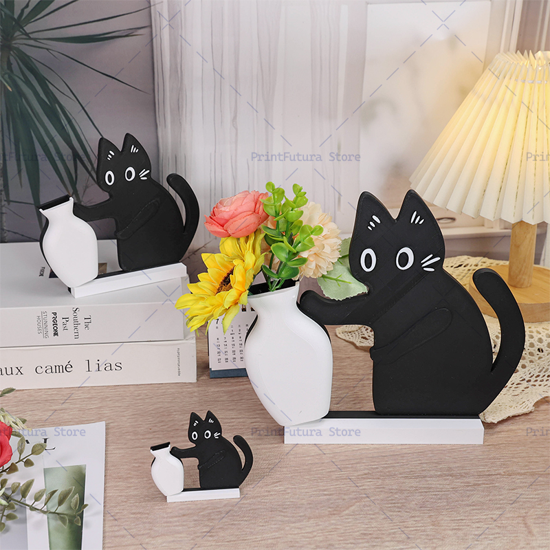Dried Flower Bulk - 3D Printed Naughty Kitten Vase Cute