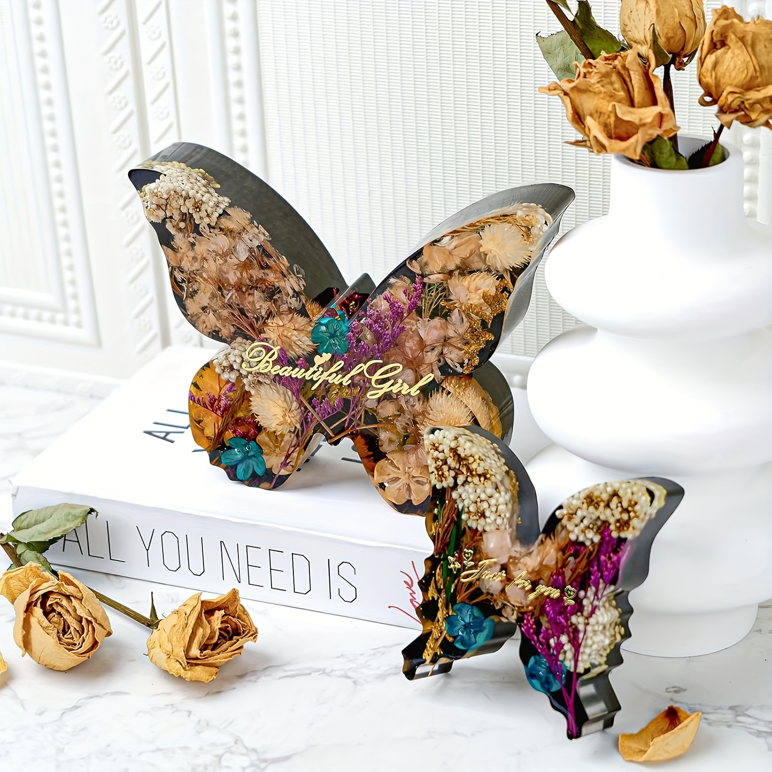 Two sizes of butterfly resin m - Flower Preservation Resin incelemesi ve fiyatı