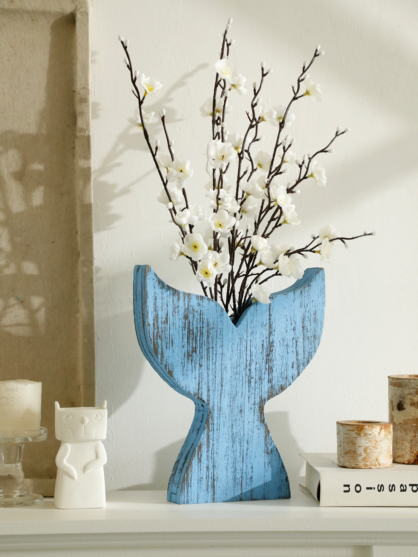 Nautical Wooden Vase Whale Tai - Dried Flower Bulk incelemesi ve fiyatı