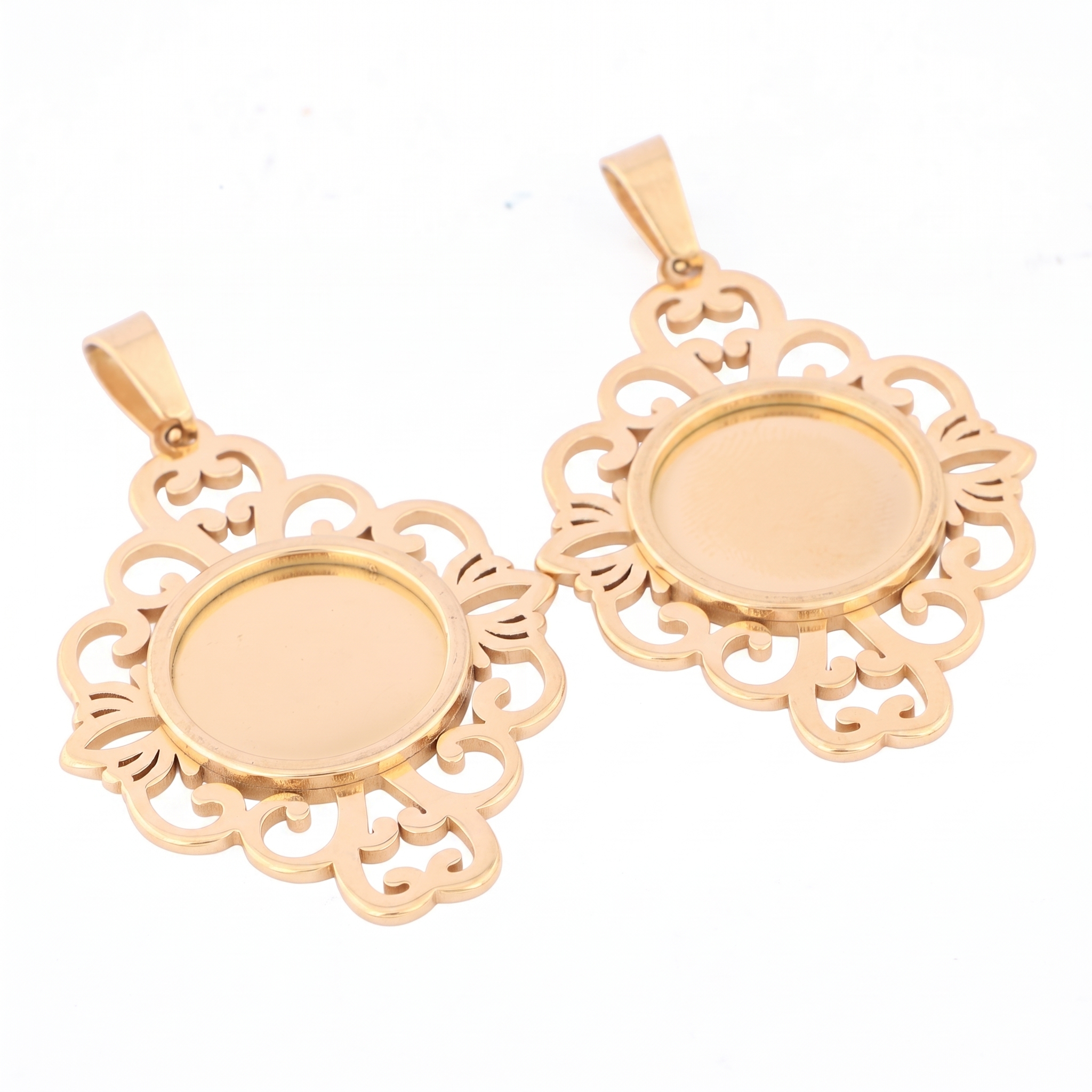 5pcs Stainless Steel Filigree  - Bezels Set Pendant incelemesi ve fiyatı