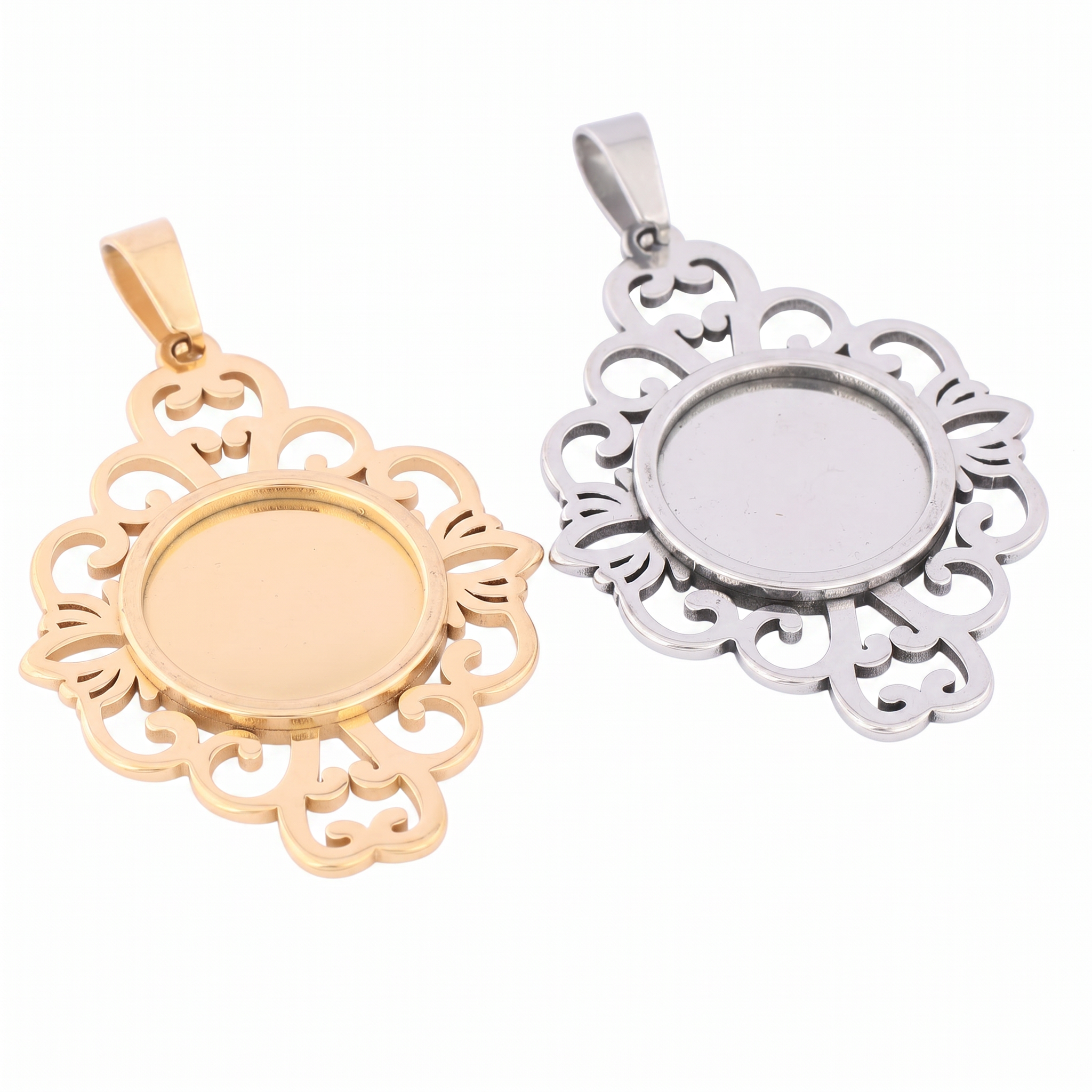 5pcs Stainless Steel Filigree  - Bezels Set Pendant incelemesi ve fiyatı