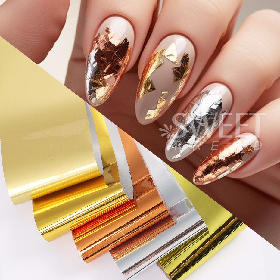 10pcs Metallic Nail Transfer F - Gold Foil Flakes incelemesi ve fiyatı