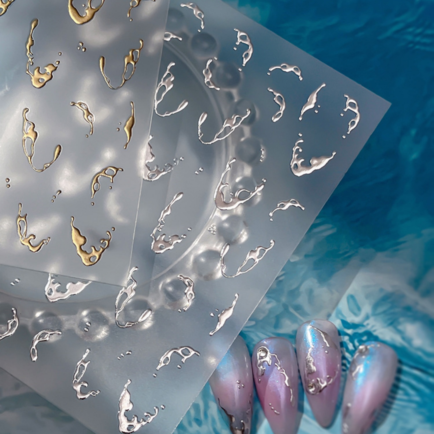 Gold Foil Water Splash 5D Nail - Gold Foil Flakes incelemesi ve fiyatı