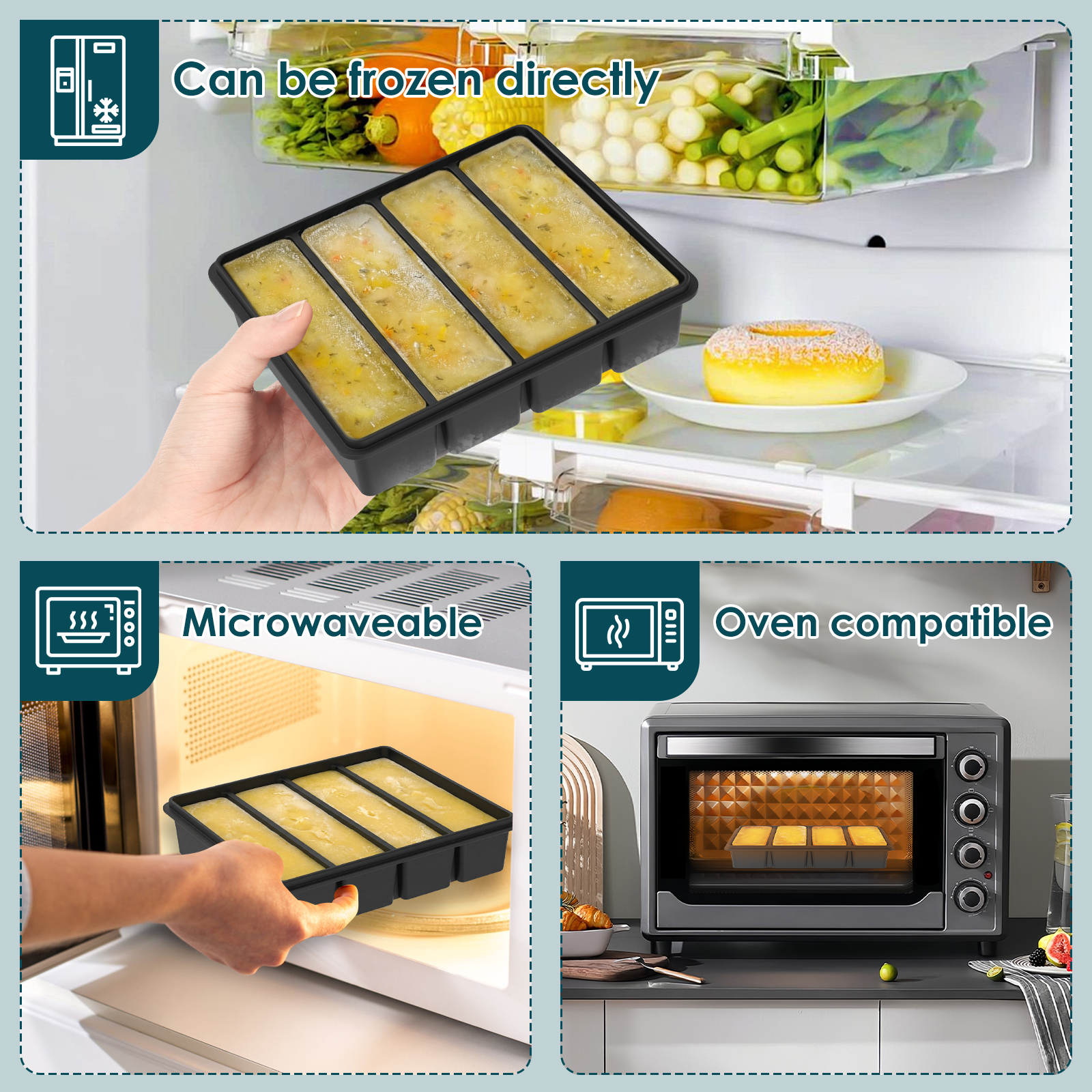 4 Pack Silicone Freezer Tray w - Serving Tray Mold incelemesi ve fiyatı