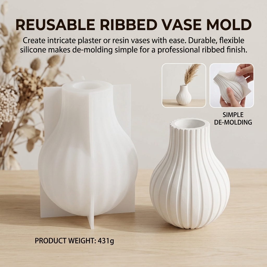 Silicone Vase Mold with Stripe - Resin Craft Ideas incelemesi ve fiyatı