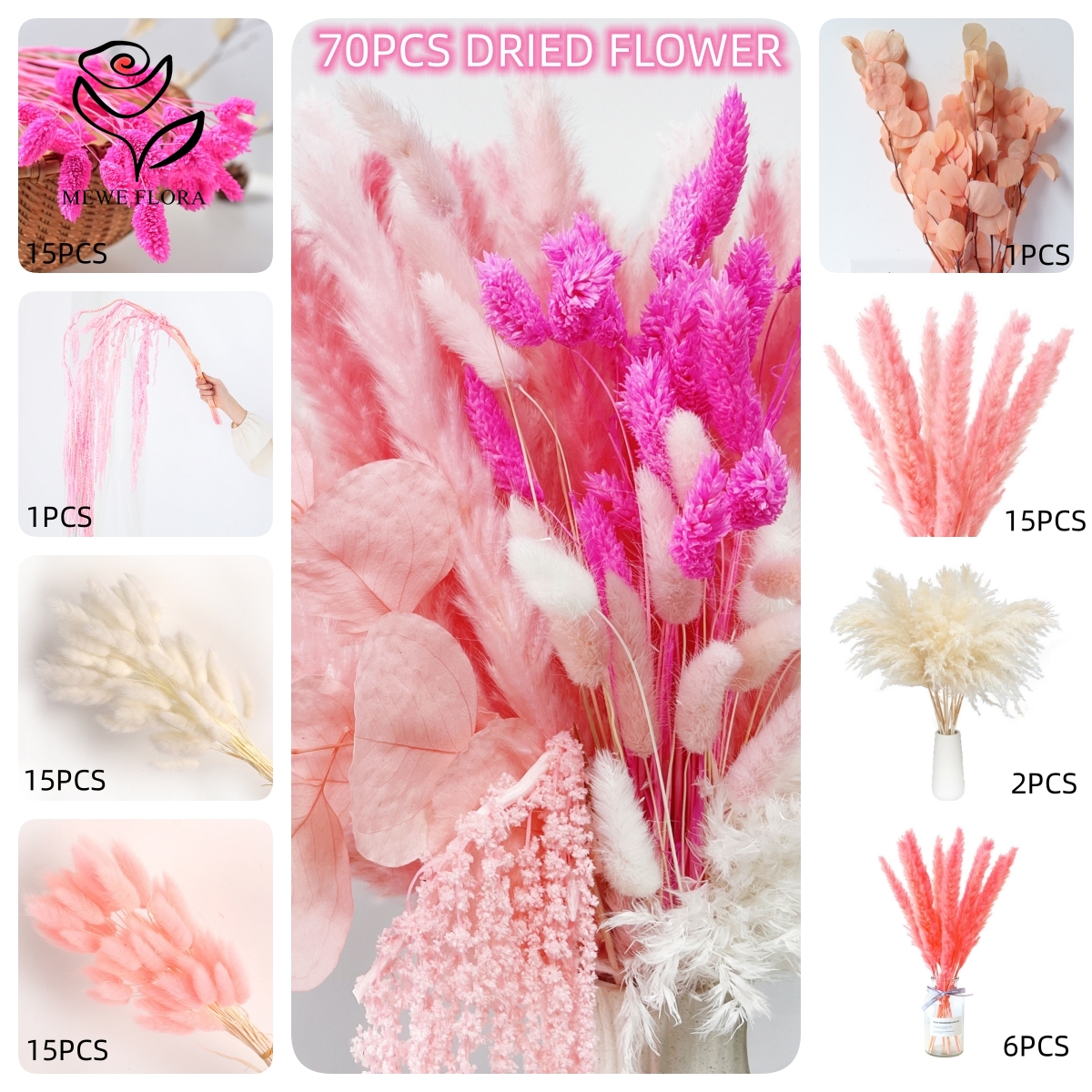 Natural Pampas Pink Dried Flow - Dried Flower Bulk incelemesi ve fiyatı