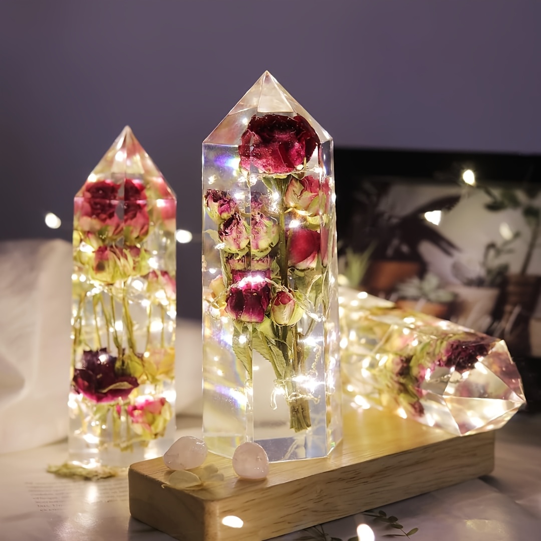 1Pcs Crystal Tower Resin Silic - Flower Preservation Resin incelemesi ve fiyatı