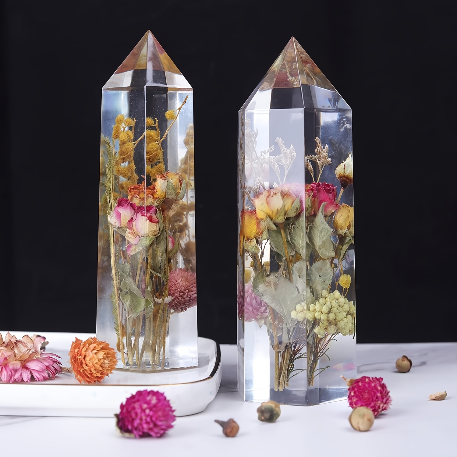 1Pcs Crystal Tower Resin Silic - Flower Preservation Resin incelemesi ve fiyatı