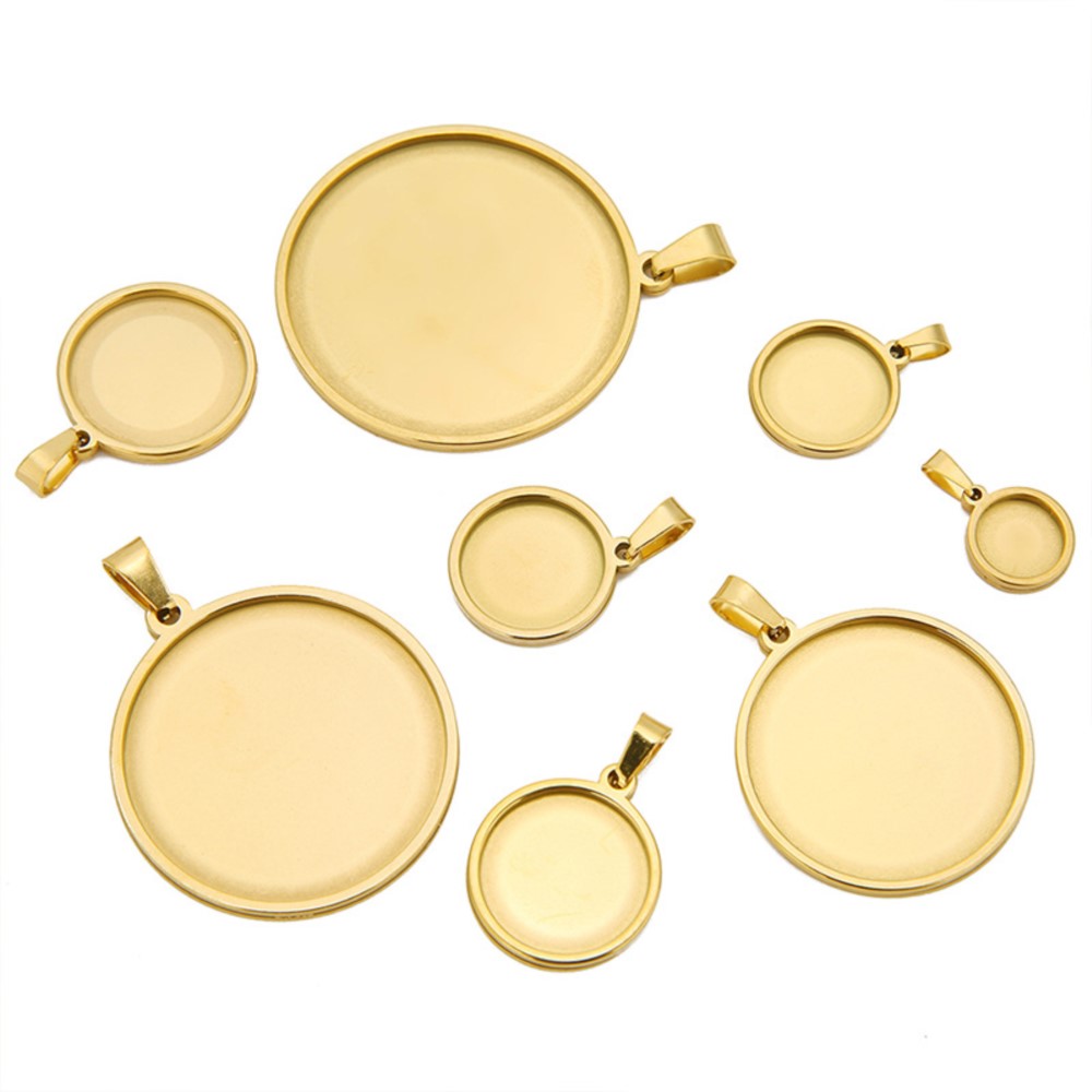 5Pcs/Lot Stainless Steel Round - Bezels Set Pendant incelemesi ve fiyatı