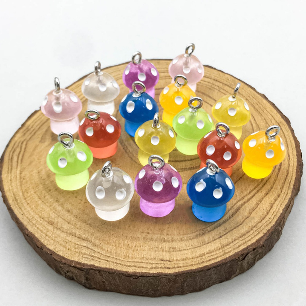 16pcs Luminous Mushroom Charms - Resin Craft Projects incelemesi ve fiyatı
