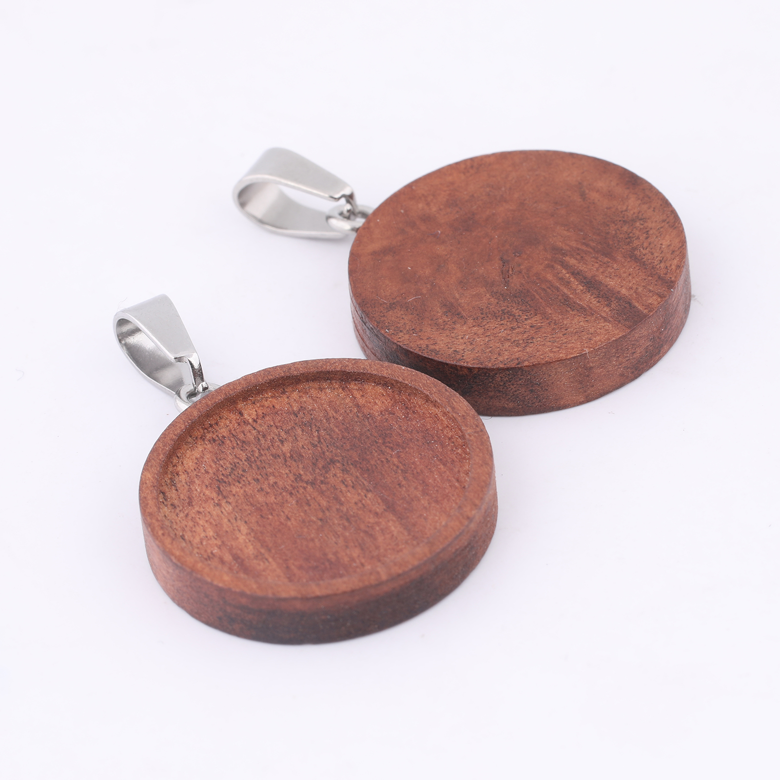 10pcs 20mm Round Wood Cabochon - Bezels Set Pendant incelemesi ve fiyatı