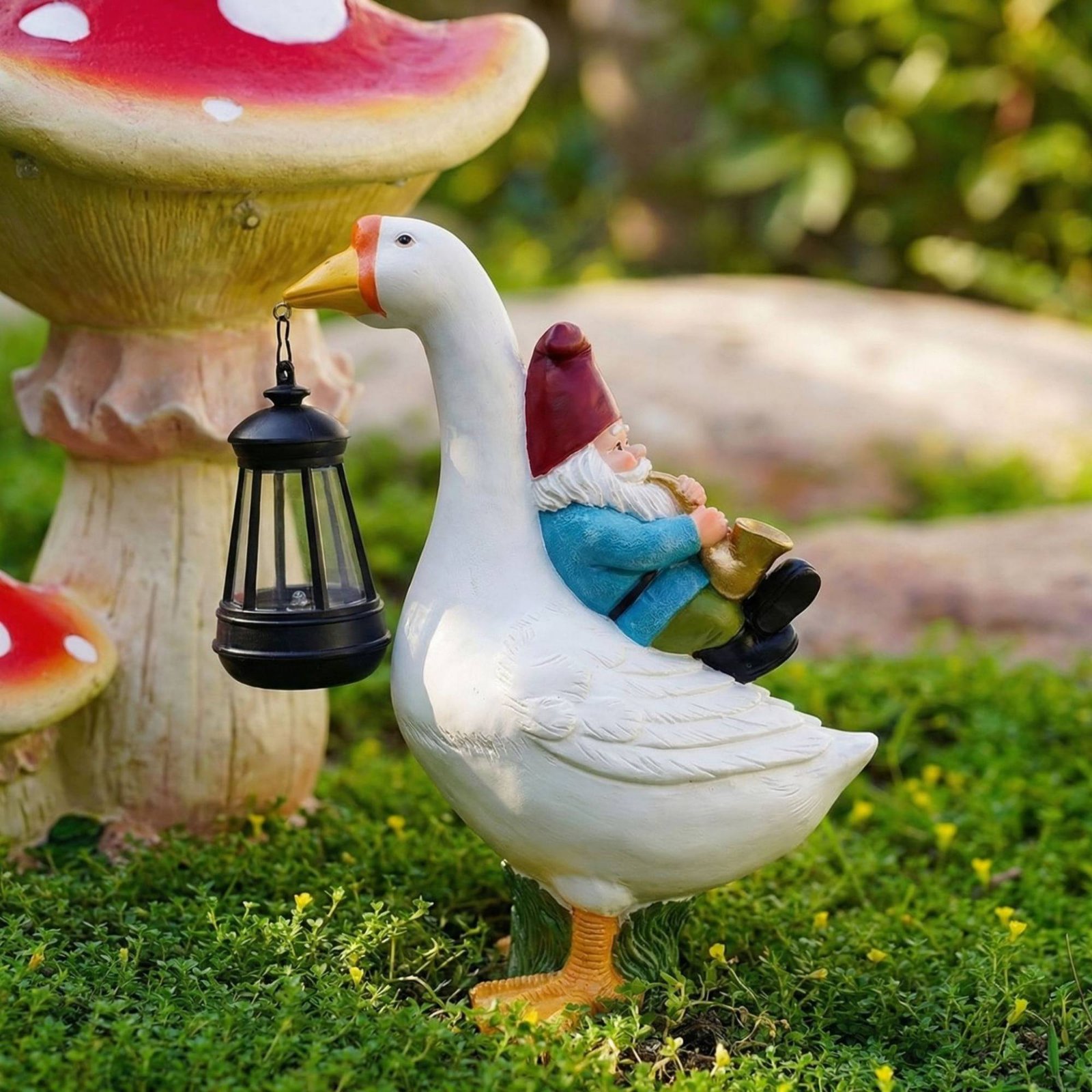 Gnome Riding Goose Statue Weat - Crafting Resin incelemesi ve fiyatı