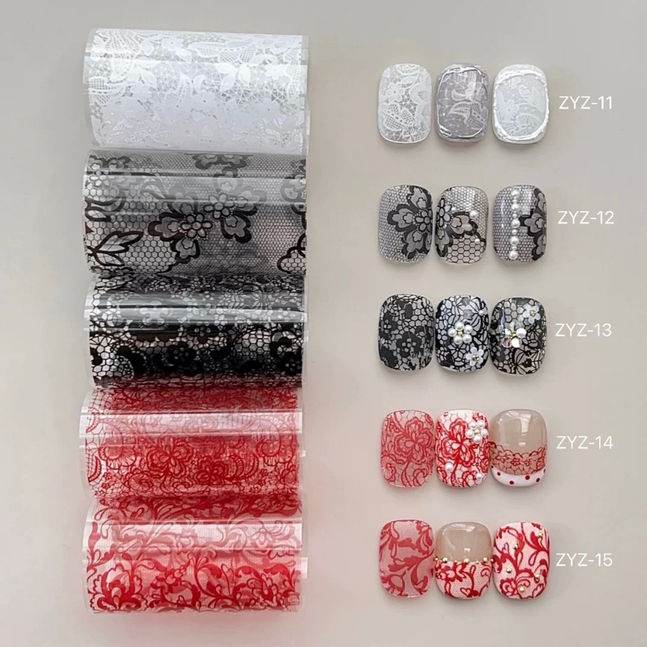 10 Rolls Red Lace Nail Foils f - Gold Foil Flakes incelemesi ve fiyatı