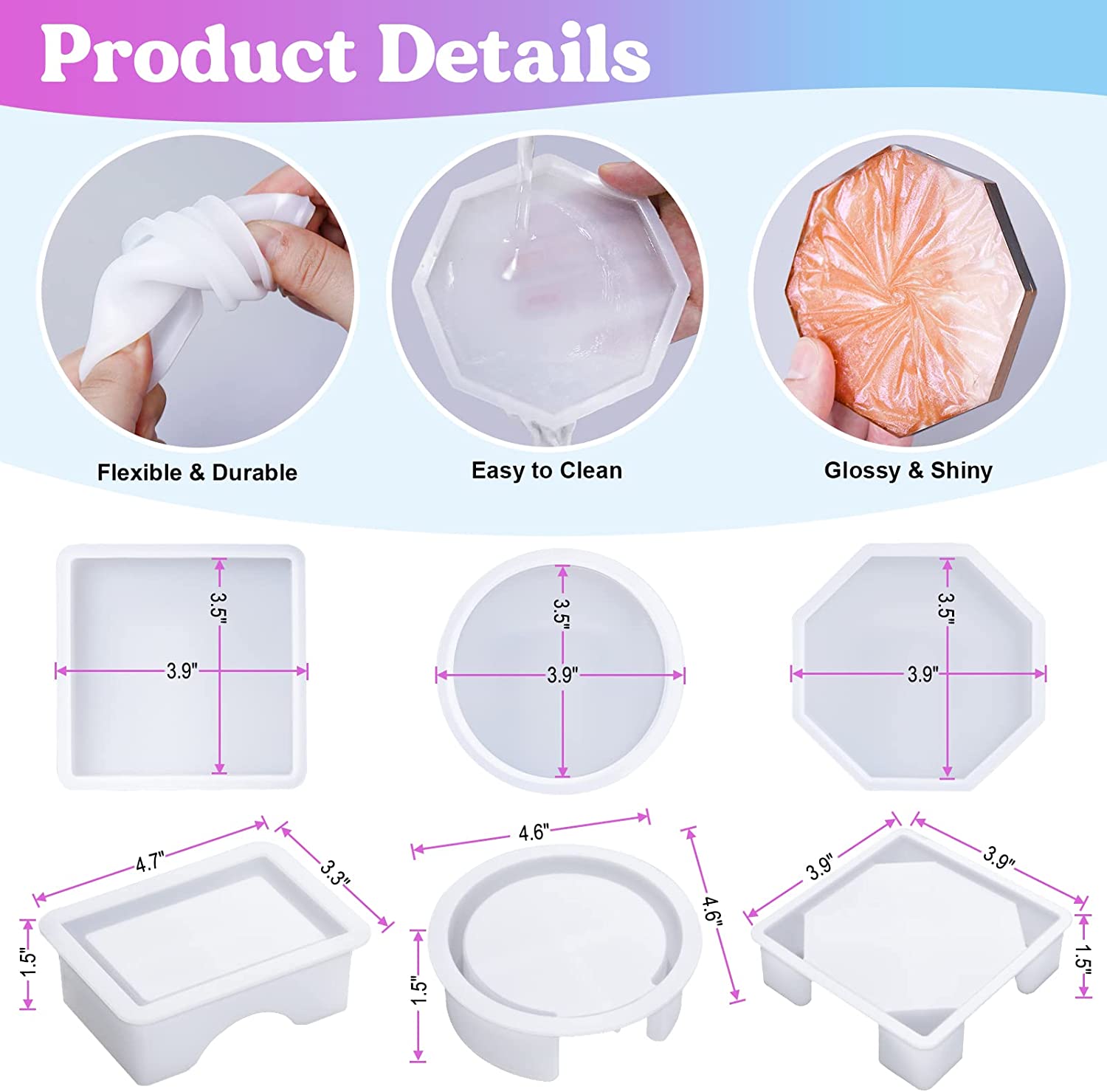 Coaster Resin Molds Silicone,  - Coaster Mold Round incelemesi ve fiyatı