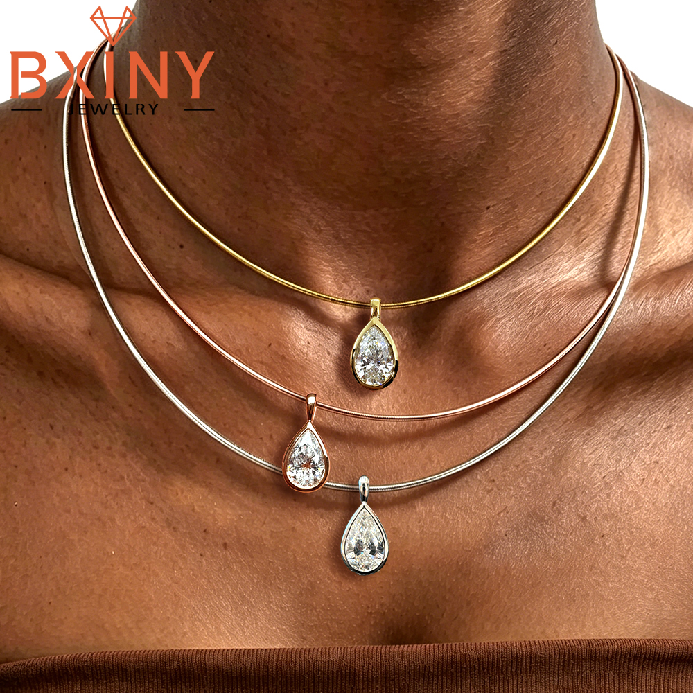 BXINY 3CT Bezel Set Pear Cut M - Bezels Set Pendant incelemesi ve fiyatı