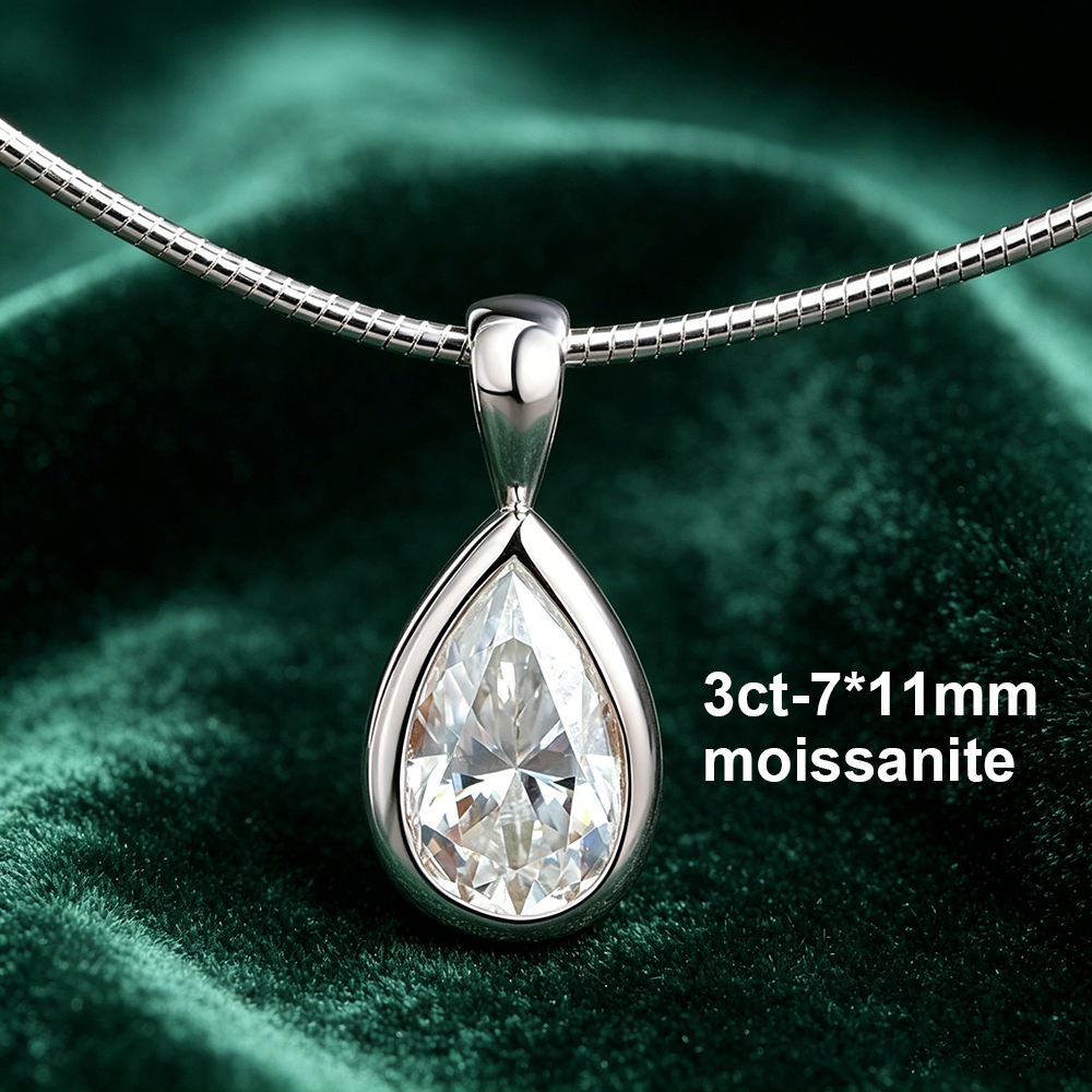 BXINY 3CT Bezel Set Pear Cut M - Bezels Set Pendant incelemesi ve fiyatı