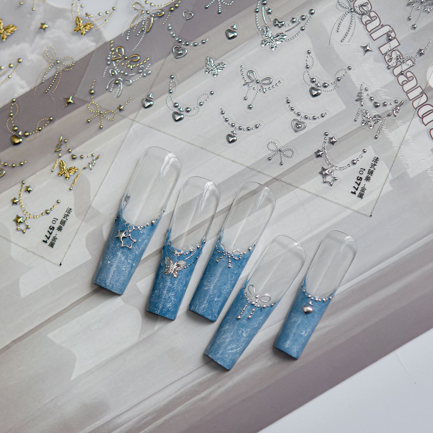 Exquisite Bow Metal Nail Stick - Gold Foil Flakes incelemesi ve fiyatı