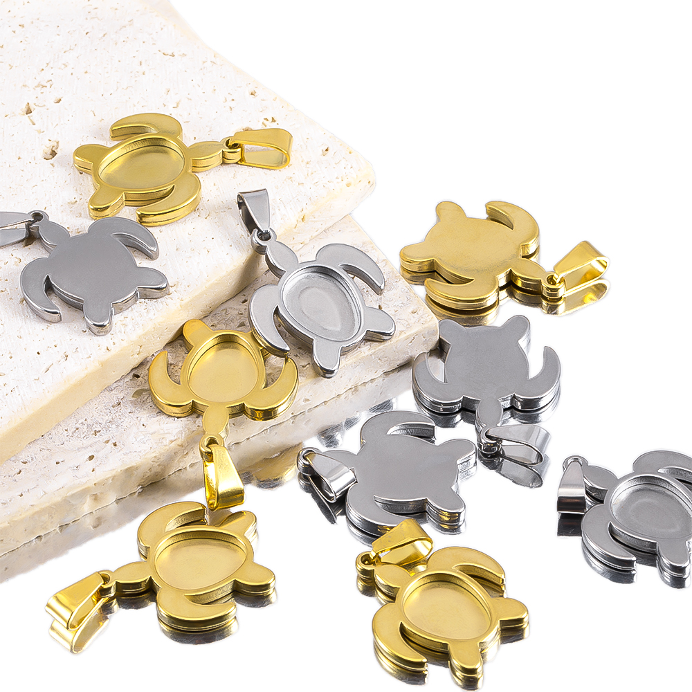 1pc 5pcs Stainless Steel Gold  - Bezels Set Pendant incelemesi ve fiyatı